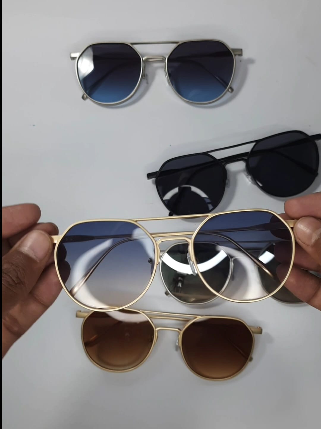 WhatsApp Image 2026-03-23 at 9.53.46 PM (2) Metal Sunglassess for Men Uv 400 Golden body Blue glass - Image 1