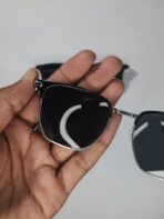 Best trendy Light weight Frame Sunglasses 2026 Black Silver - Image 3